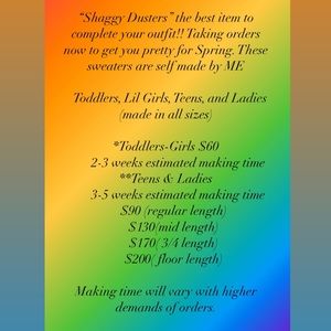 Shaggy dusters sweaters